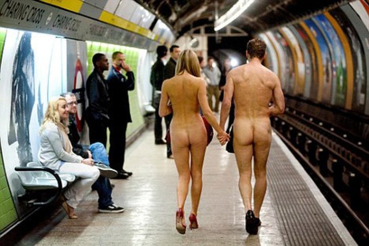 Naked in the subway