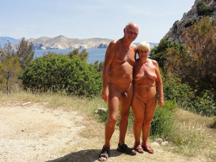 Group of naked old men of men