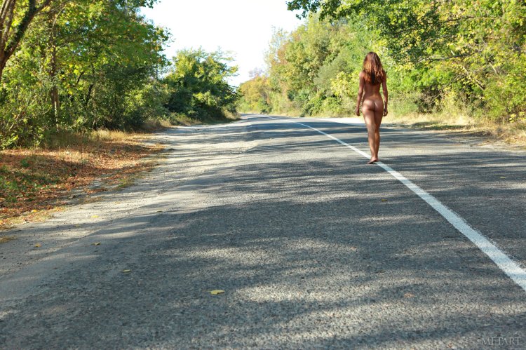 Naked girls on the road