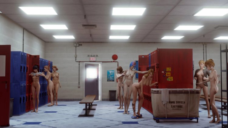 Naked women in the locker room