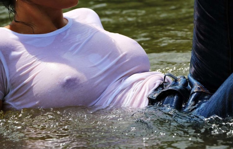 Girls in a wet shirt