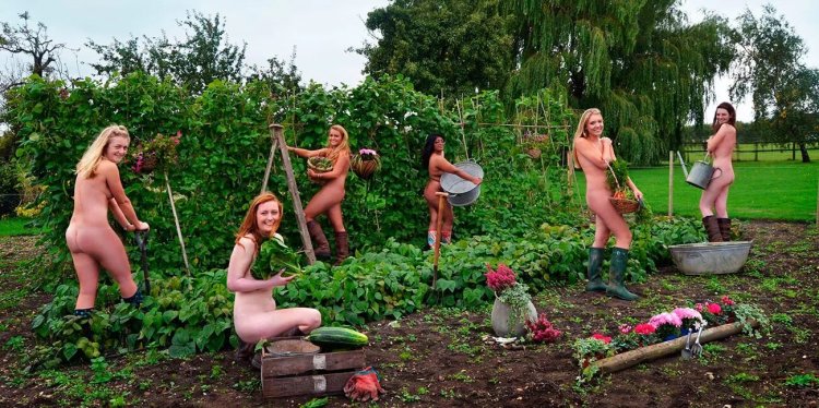 Naked women in the garden