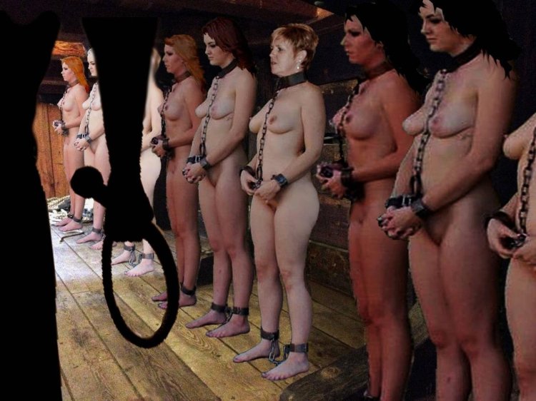 Naked women with slaves