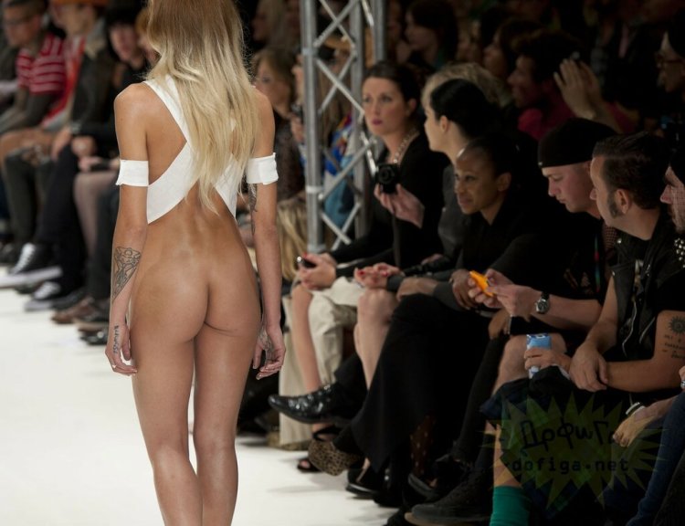 Naked models on the catwalk