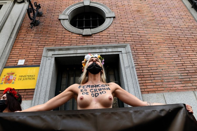 Naked women protest