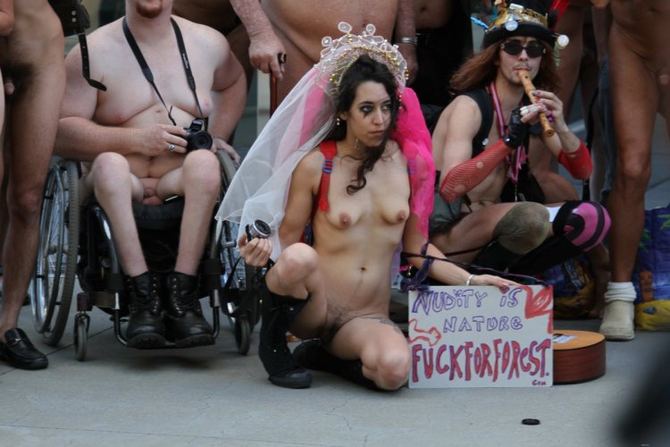 Festival parade of naked women