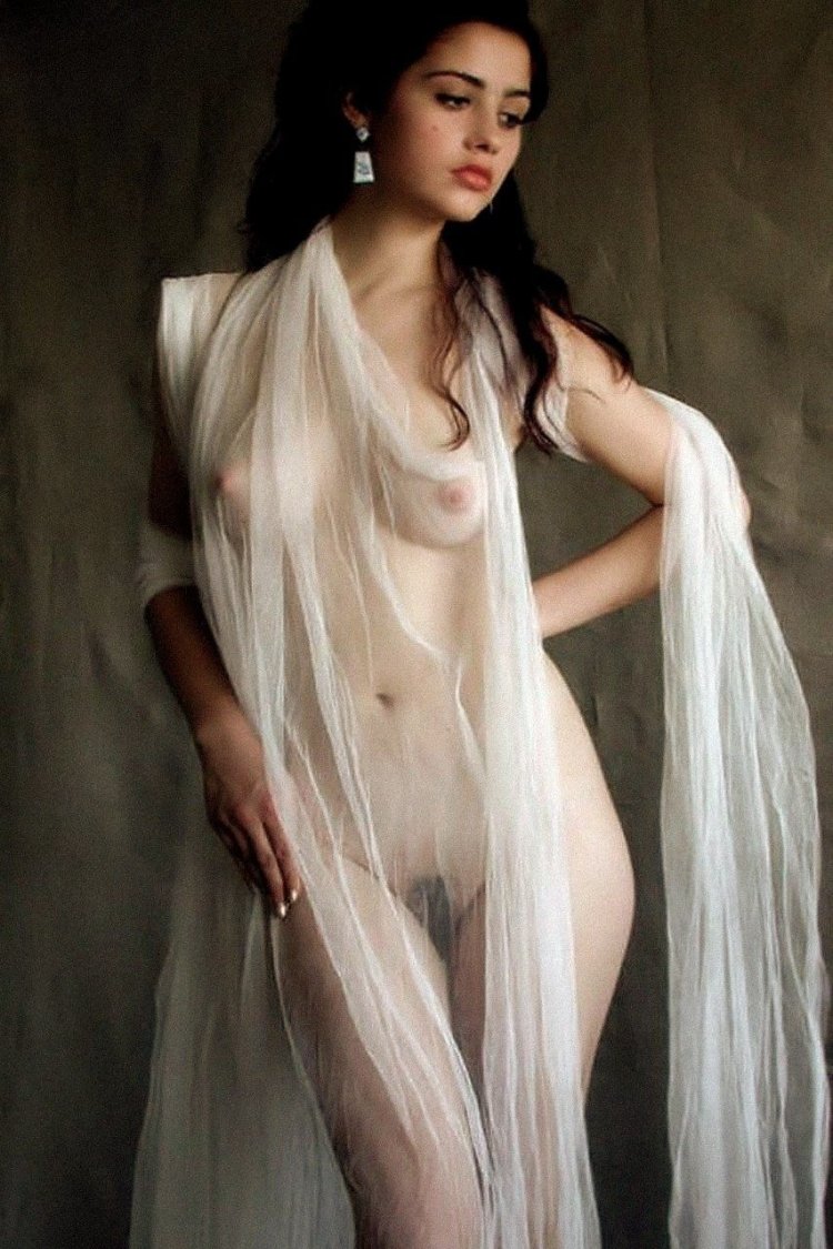 Naked in transparent clothes