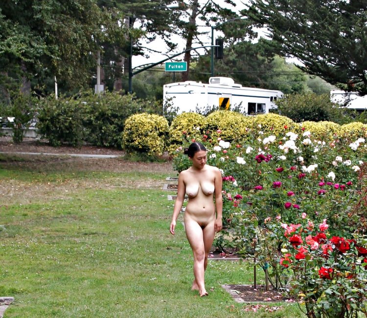 Naked women in the garden