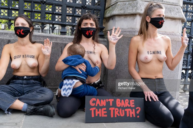 Protesting naked women