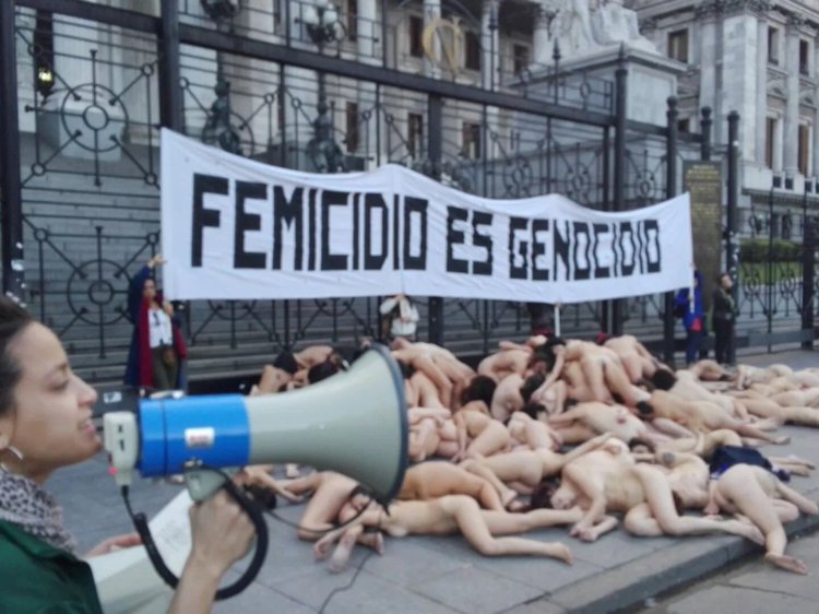 Naked protest of women in Argentina