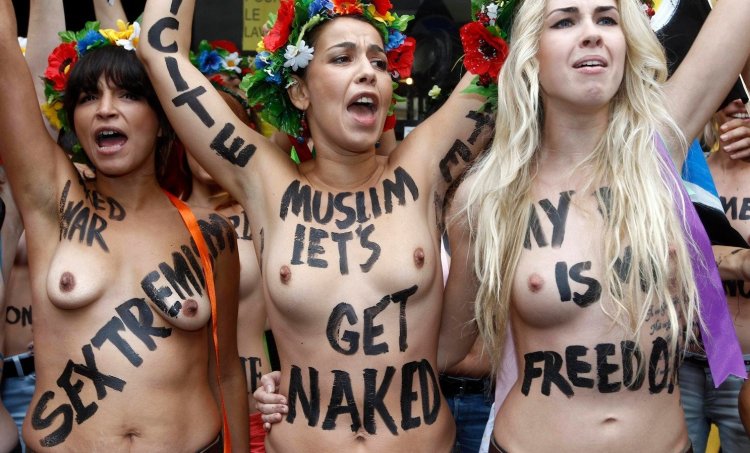 Naked women protest