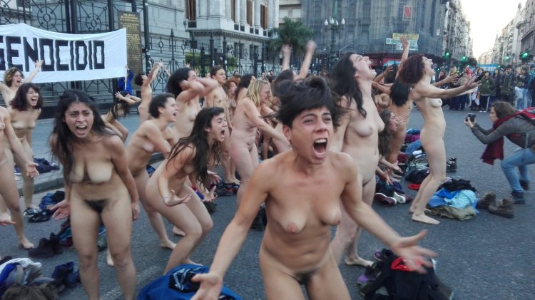 Naked protest of women in Argentina