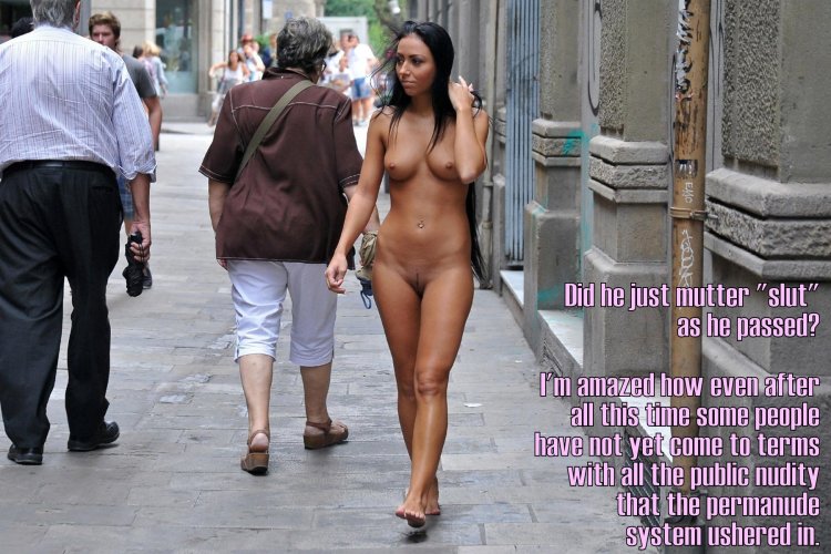 Naked women on the streets of cities