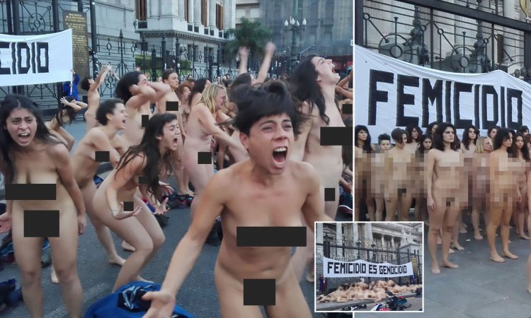 Naked protest of women in Argentina