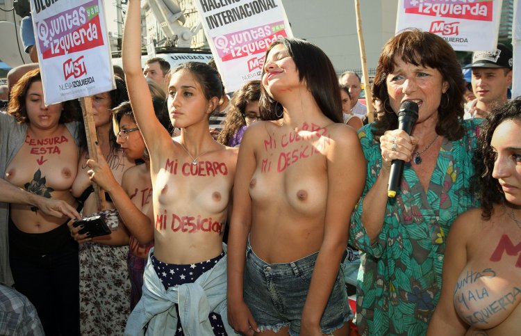 Naked women protest