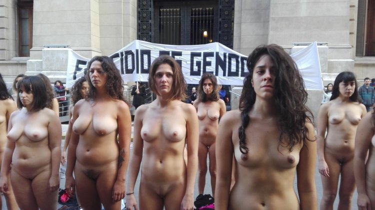 Demonstration of naked women