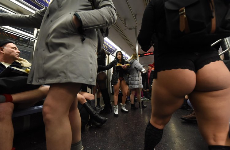 In the subway without pants