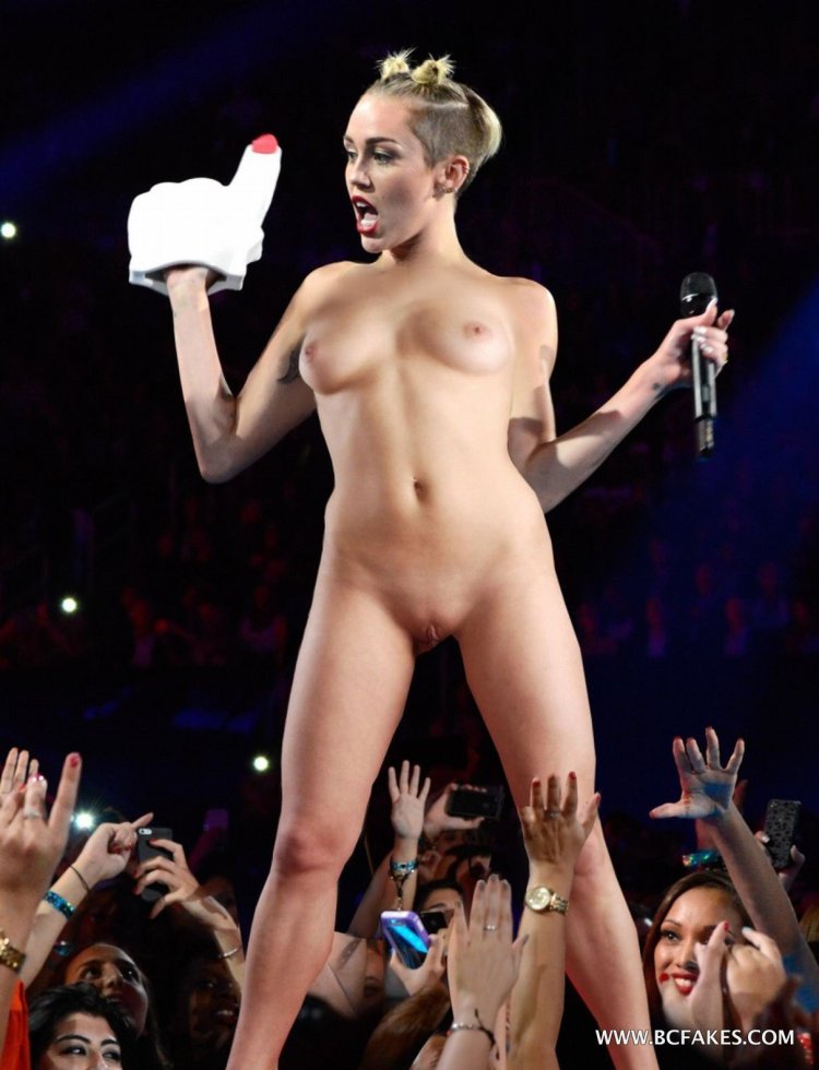 Miley Cyrus on the Nude stage