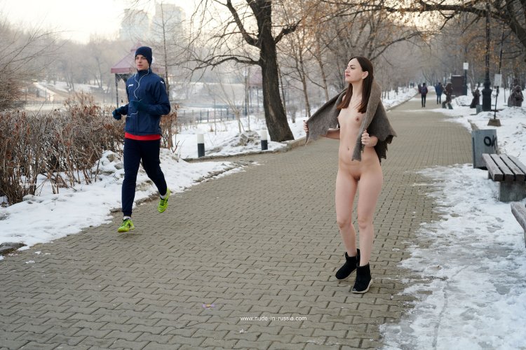 Naked girl in winter