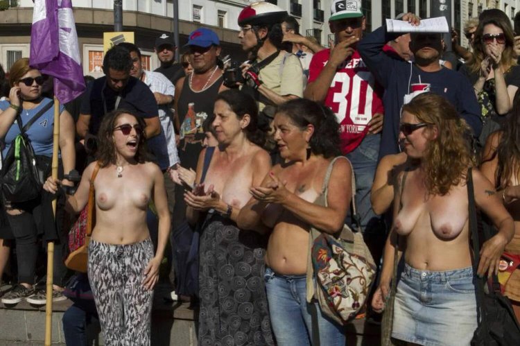 Naked women protest