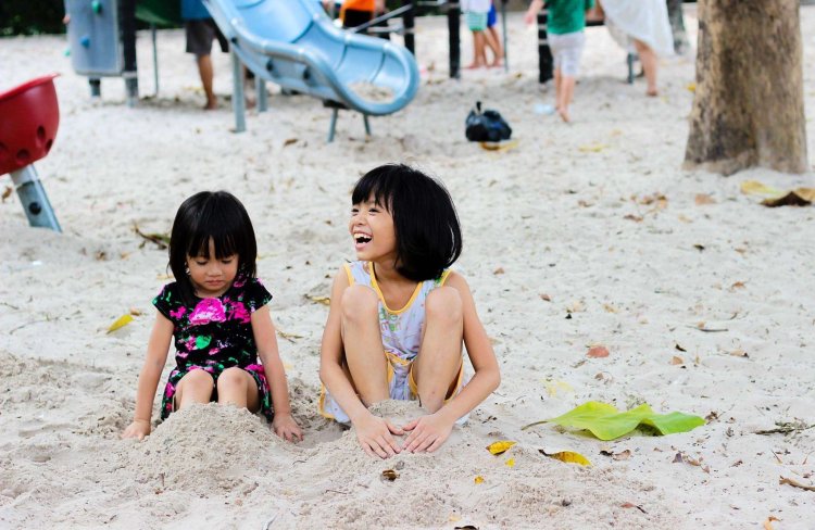 Japanese children at sea