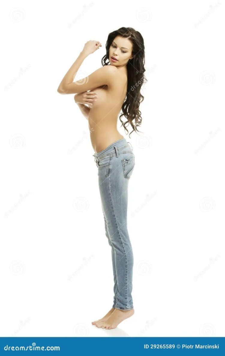 Women topless in jeans