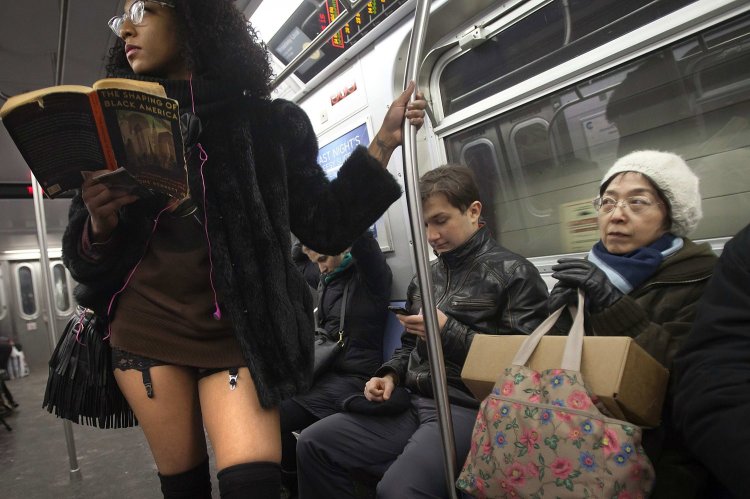 In the subway without pants