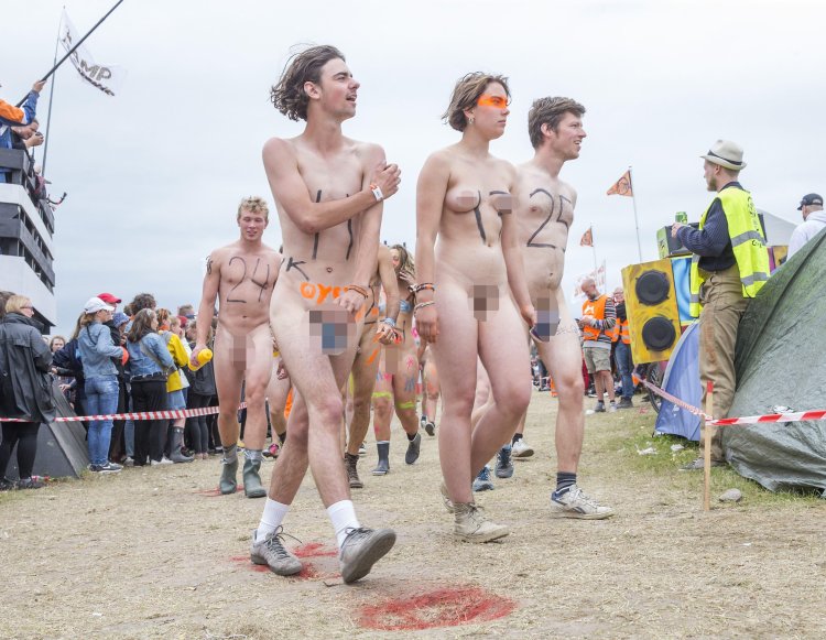 Naked women at the festival