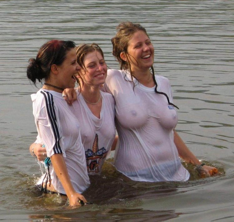 Girls in a wet T -shirt