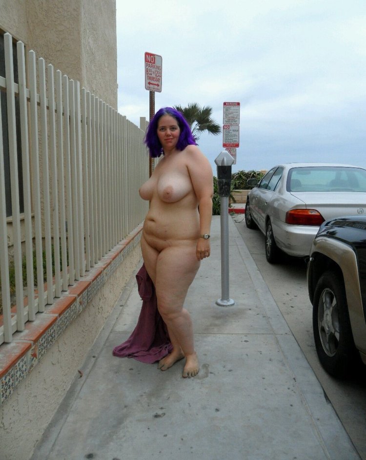 Naked women fat on the street