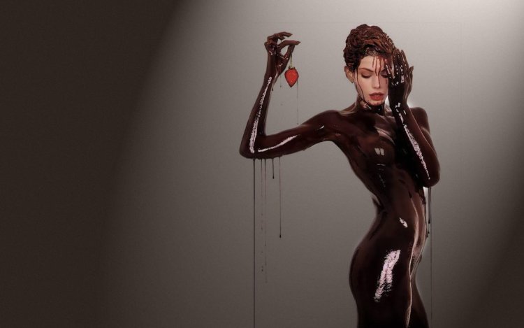 Girl doused with chocolate