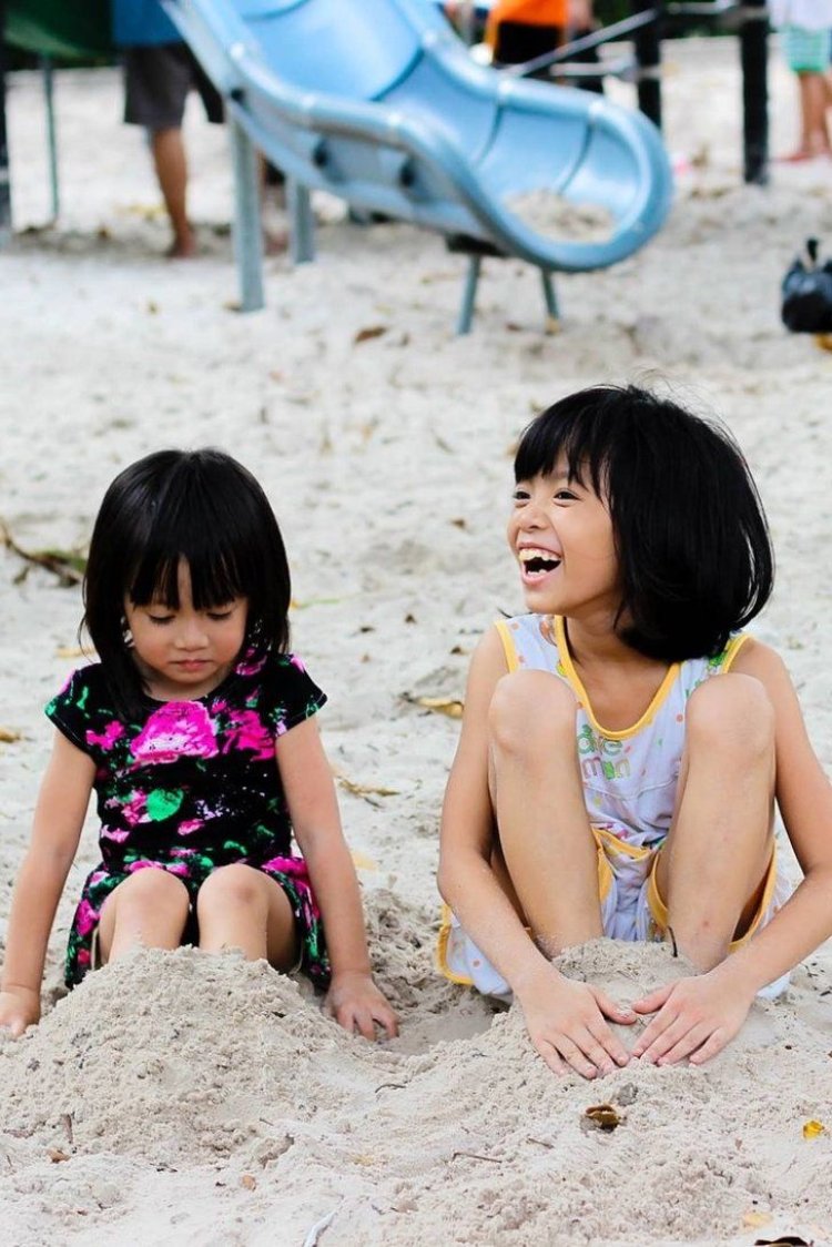 Japanese children at sea