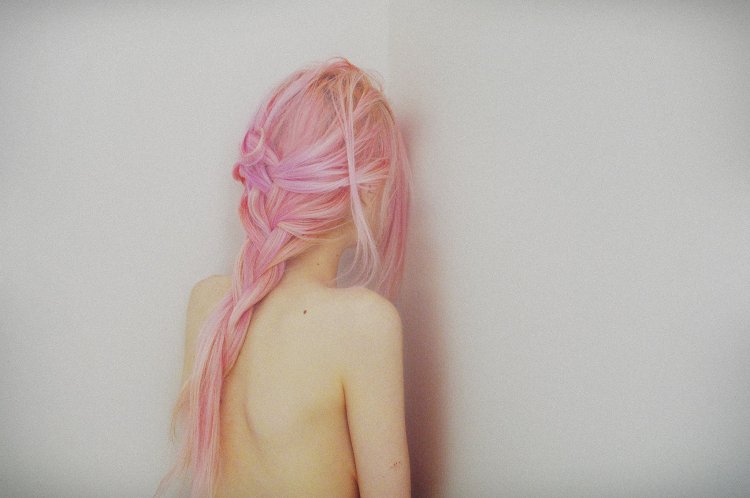 Girl with pink hair