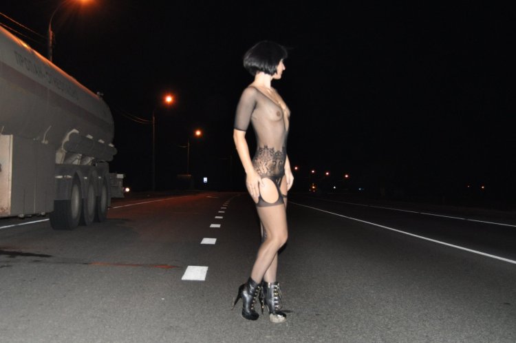 Naked women on the highway